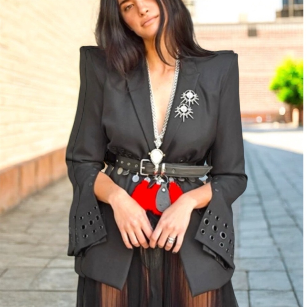 Rare Dylanlex "Jagger" Eyelet Statement Blazer - … - image 3